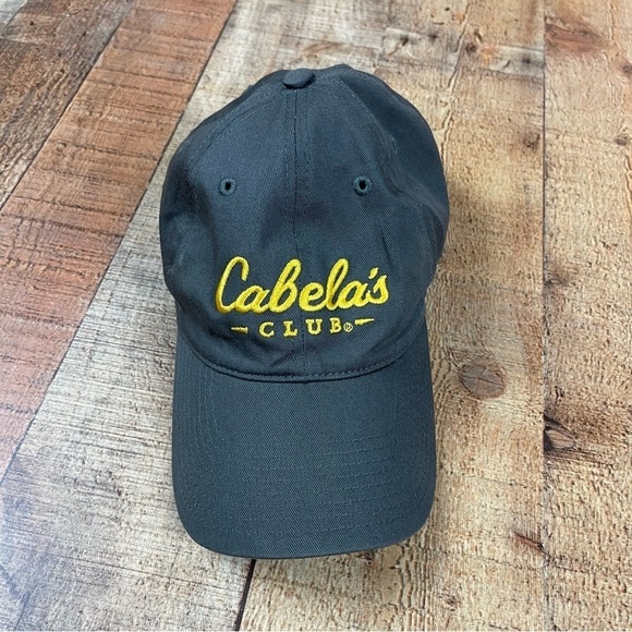Cabela's Club Adjustable Baseball Cap Hat Grey Yellow One Size Fits Most Outdoor - Picture 1 of 6